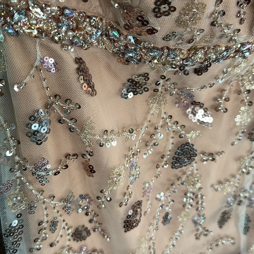 Mac Duggal 68049 Nude Embellished Sleeveless Lace Up Gown 4 NEW $498 - Picture 6 of 11